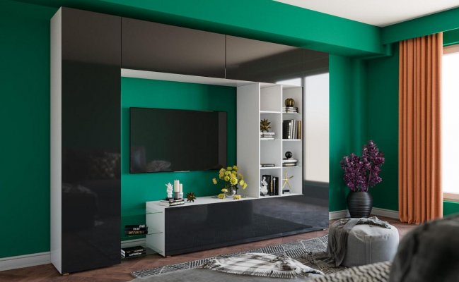 Шкаф-стенка для гостиной графитового цвета