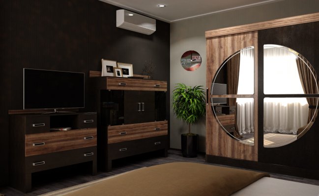 Шкаф купе венге с зеркалом