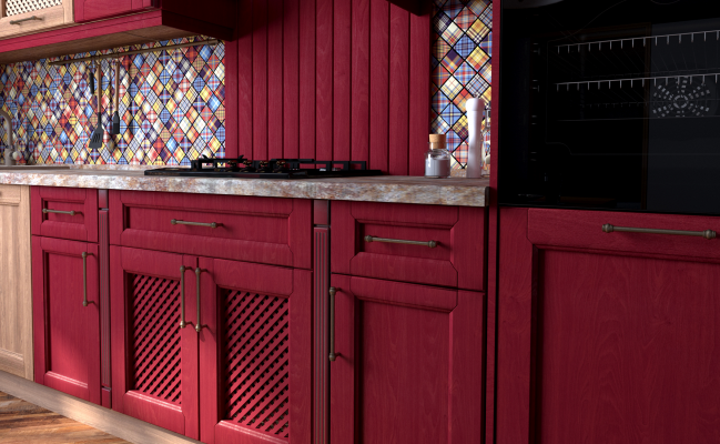 Угловая кухня в стиле кантри с местом для отдыха