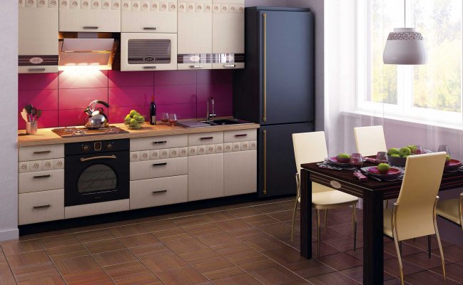 Кухонный гарнитур в цвете беленный дуб/тростник