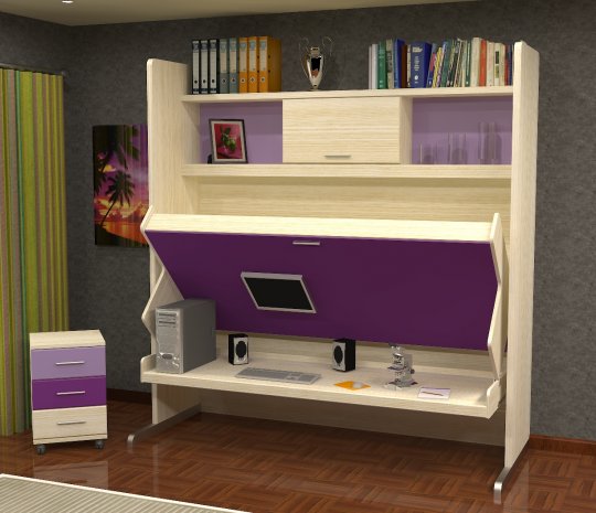 Шкаф-кровать с боковыми полками