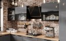 Угловая кухня темного цвета в стиле лофт 