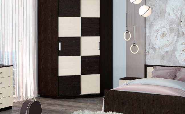 Угловой шкаф-купе венге