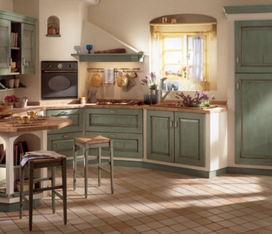 Кухня  в деревенском стиле из натуральных материалов