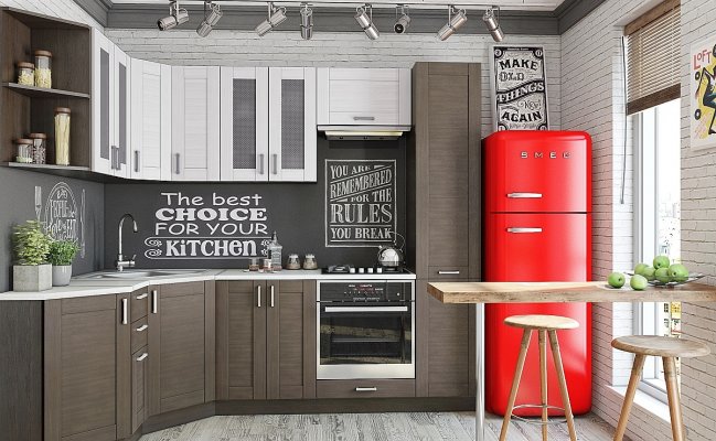 Угловая кухня в цвете венге