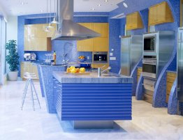 Продажа Кухня с фартуком синей мозайкой в каталоге Купить Кухня с фартуком синей мозайкой в каталоге