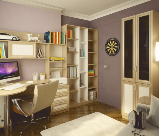 Шкаф с полками для книг и письменным столом