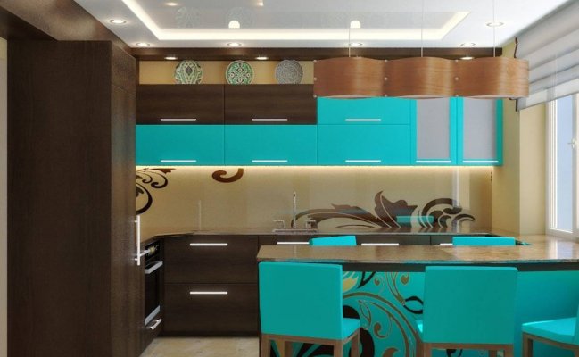 Кухня с фотопечатью на фартуке