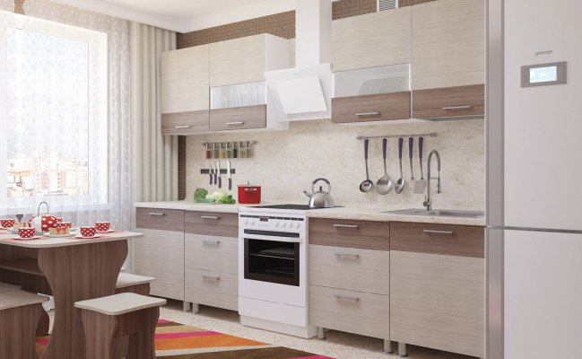 Маленькая прямая кухня с матовыми фасадами
