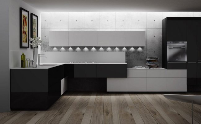 Большая кухня в стиле минимализм
