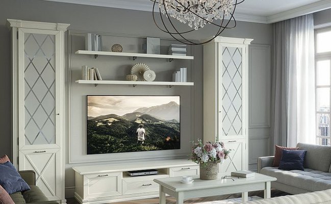 Небольшой узкий шкаф для гостинной