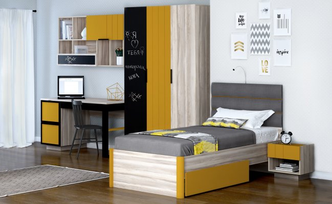 Трехстворчатый шкаф с фасадом для записей