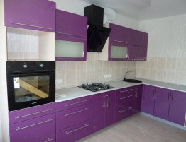 Продажа Угловая кухня с фиолетовыми глянцевыми фасадами в каталоге Купить Угловая кухня с фиолетовыми глянцевыми фасадами в каталоге