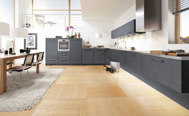 Угловая навесная кухня цвет графит