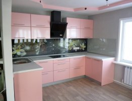 Продажа Кухня п-образная с фотопечатью на фартуке в каталоге Купить Кухня п-образная с фотопечатью на фартуке в каталоге
