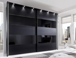 Продажа Черный матовый шкаф -купе с вставками из стекла в каталоге Купить Черный матовый шкаф -купе с вставками из стекла в каталоге