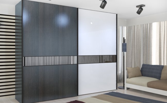 Шкаф-купе с зеркалом графит