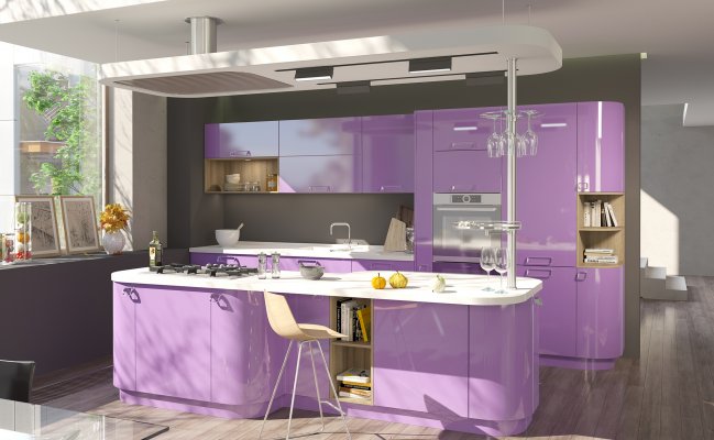 Небольшая прямая кухня с островом