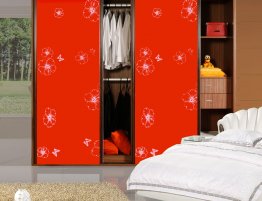 Купить Шкаф-купе красного цвета с фотопечатью в каталоге В коридор