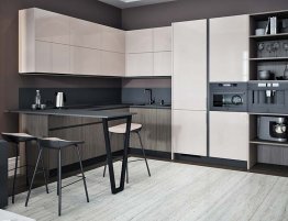 Продажа Угловая кухня с комбинированными фасадами и барной стойкой в каталоге Купить Угловая кухня с комбинированными фасадами и барной стойкой в каталоге