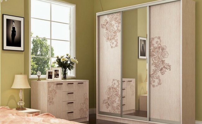 Шкаф-купе с зеркалом и фотопечатью