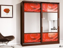 Купить Шкаф-купе красный с зеркалом  в каталоге В коридор