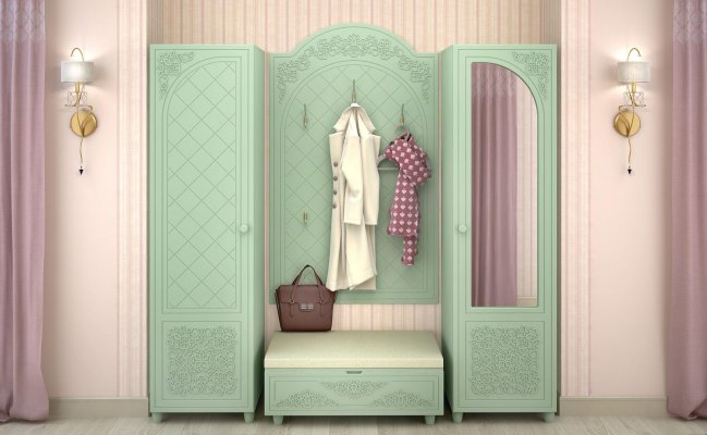Модульная прихожая в зеленом цвете