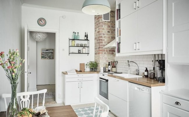 Кухня для небольшого помещения в скандинавском стиле