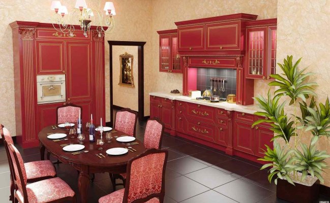 Небольшая прямая кухня в ретро стиле