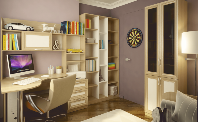 Шкаф с полками для книг и письменным столом