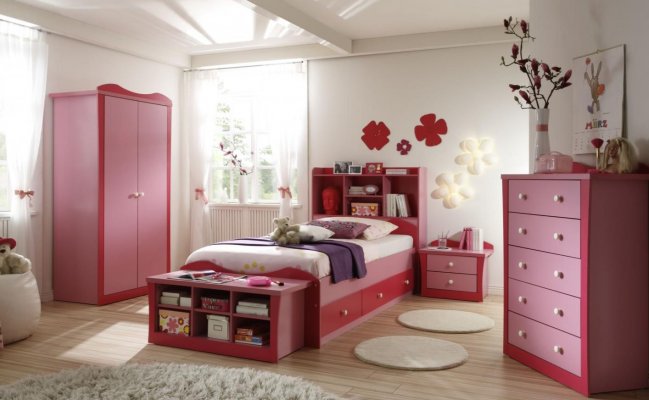 Розовый распашной шкаф