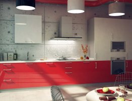 Продажа Кухня с красными фасадами в стиле лофт в каталоге Купить Кухня с красными фасадами в стиле лофт в каталоге