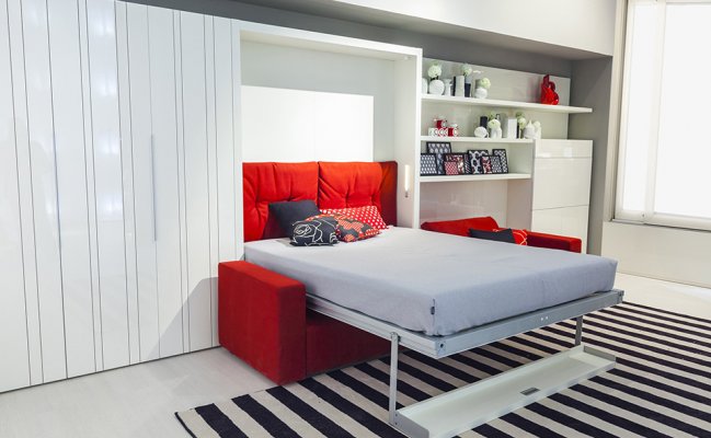 Кровать-диван встроенная в шкаф