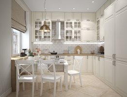 Продажа Высокая угловая кухня с деревянной столешницей в каталоге Купить Высокая угловая кухня с деревянной столешницей в каталоге