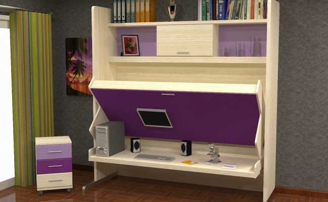 Шкаф-кровать с боковыми полками