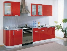 Продажа Небольшая прямая кухня в красном цвете  в каталоге Купить Небольшая прямая кухня в красном цвете  в каталоге
