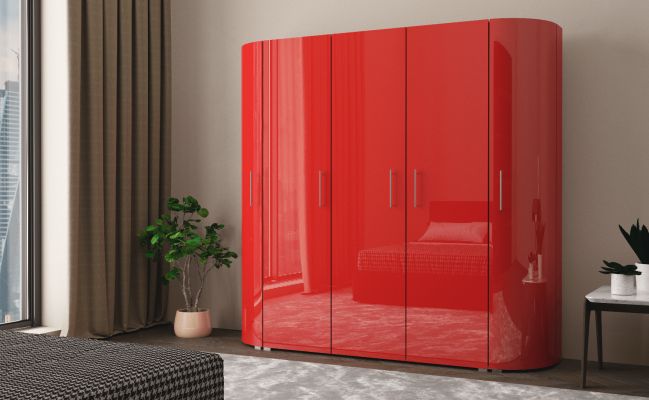 Радиусный глянцевый шкаф