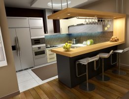 Купить Кухня в стиле модерн с барной стойкой в каталоге Угловые