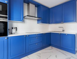 Продажа Небольшая угловая кухня в синем цвете в каталоге Купить Небольшая угловая кухня в синем цвете в каталоге