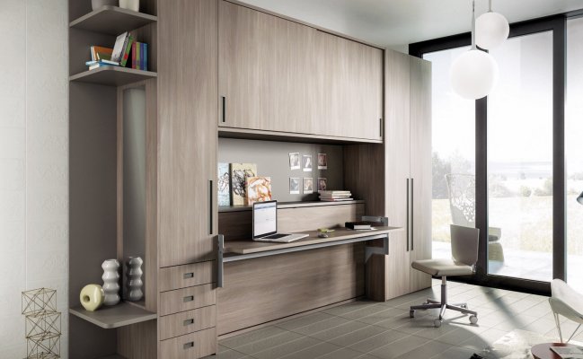 Шкаф с встроенным письменным столом и спальным местом