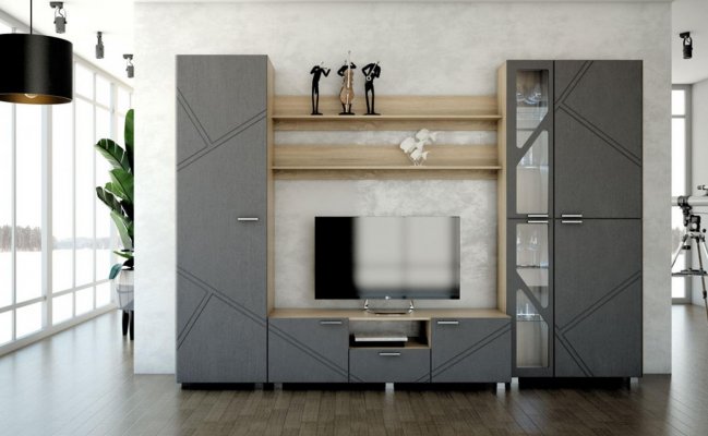 Шкаф-стенка для гостиной цвет графит