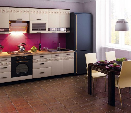 Кухонный гарнитур в цвете беленный дуб/тростник