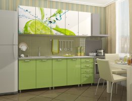 Продажа Прямая кухня зеленого цвета с фотопечатью в каталоге Купить Прямая кухня зеленого цвета с фотопечатью в каталоге