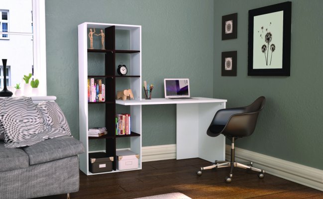Небольшой шкаф-стеллаж с письменным столом