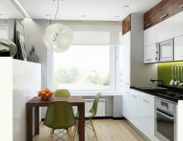 Продажа Белая кухня с акцентными деревянными навесными шкафами и ярким фартуком в каталоге Купить Белая кухня с акцентными деревянными навесными шкафами и ярким фартуком в каталоге