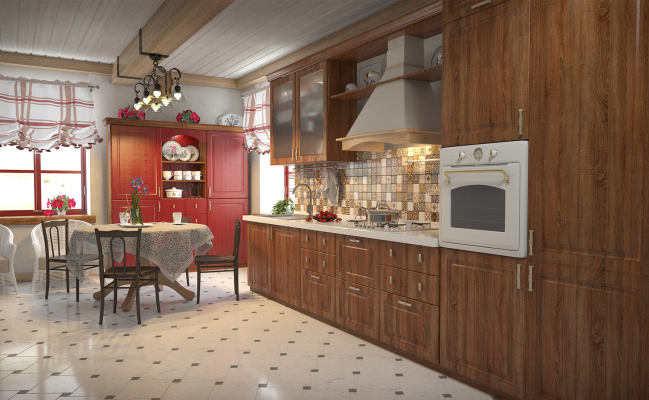 Кухня в стиле кантри с буфетом