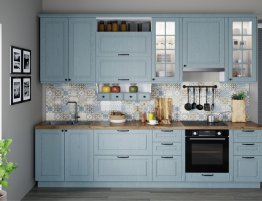 Продажа Прямая кухня в стиле кантри голубого цвета в каталоге Купить Прямая кухня в стиле кантри голубого цвета в каталоге