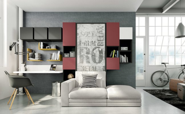 Модульный шкаф-стенка с кроватью