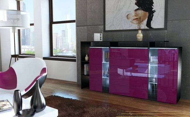 Комод с подсветкой полок