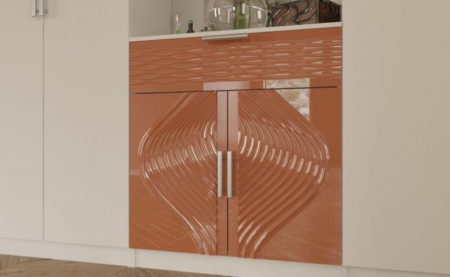Комод с рельефными глянцевыми фасадами